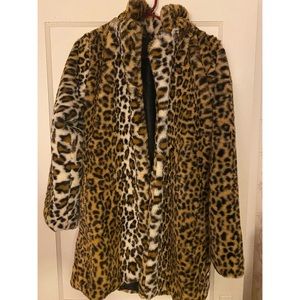 Faux cheetah print coat